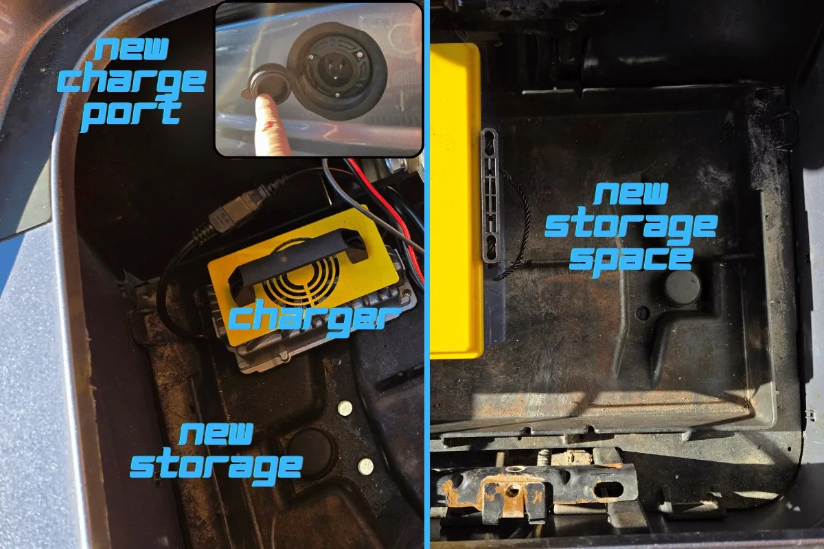 New charge port and storage space